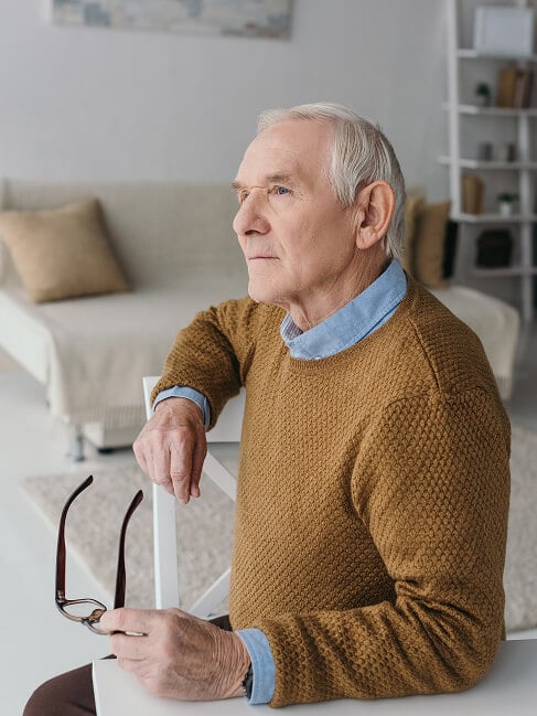 Elderly Man Smiling at Nursing Home in Colleyville